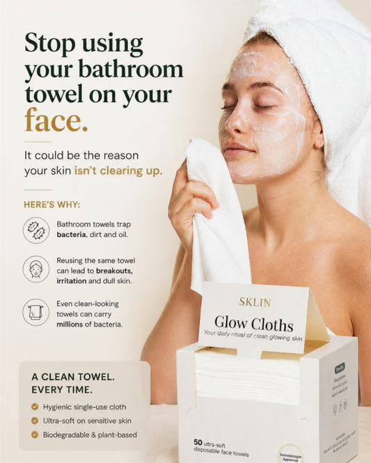 SKLIN Glow Cloths – Luxury Single-Use Face Cloths for Clean, Hygienic Skin -Box of 50