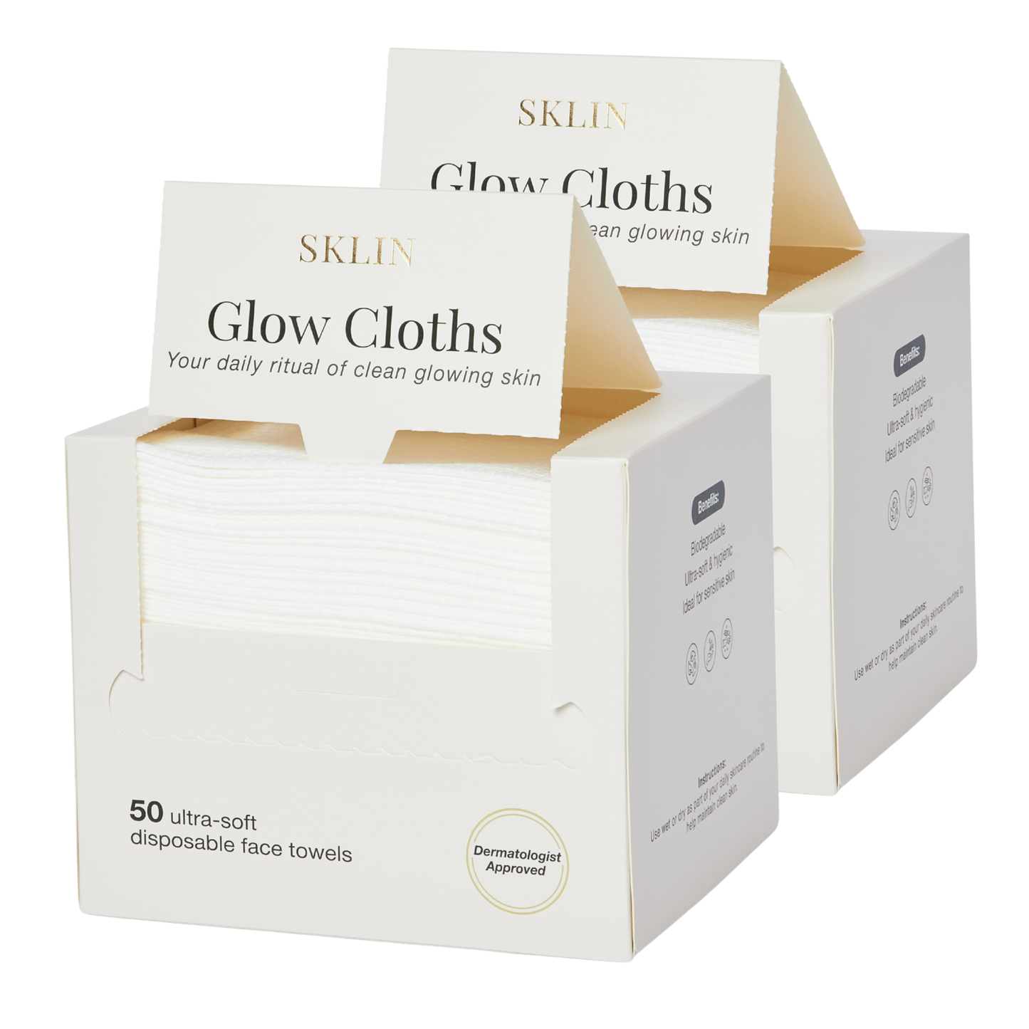 SKLIN Glow Cloths – Duo Bundle (2 x 50 Cloths)